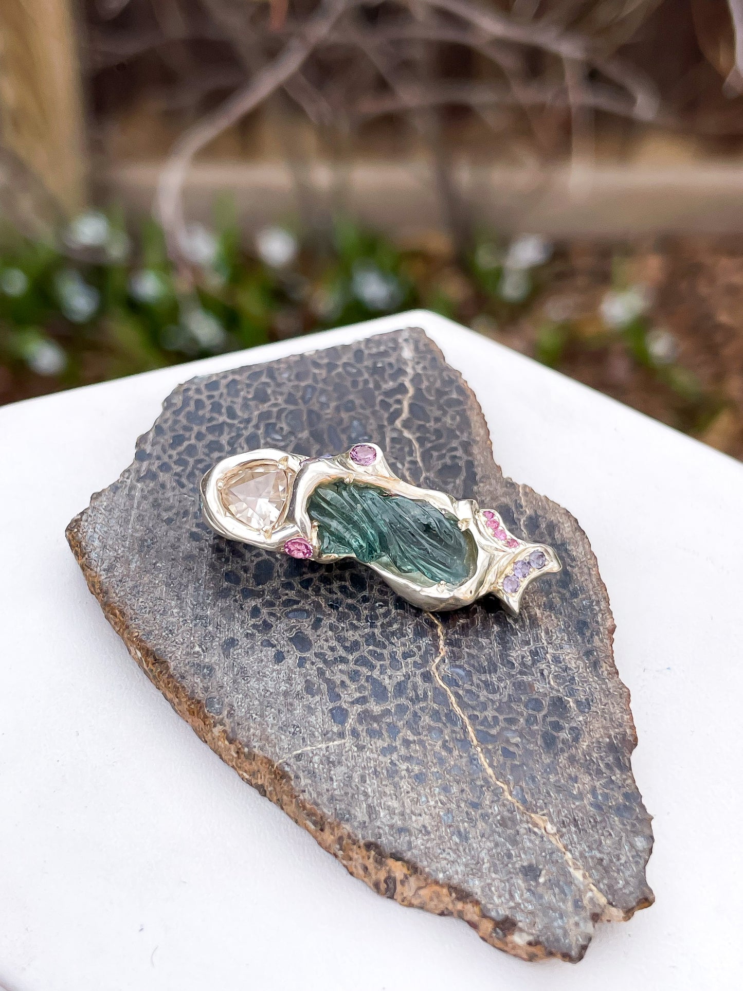 “Spring’s Return” Brazilian Tourmaline + Topaz Pendant