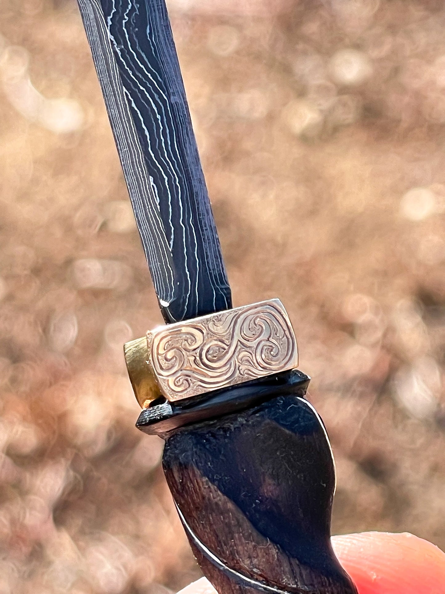 Damascus Parcel Cracker/Letter Opener with Custom Stand