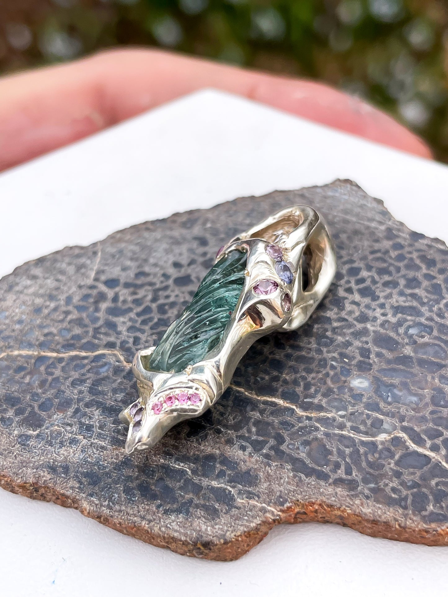 “Spring’s Return” Brazilian Tourmaline + Topaz Pendant