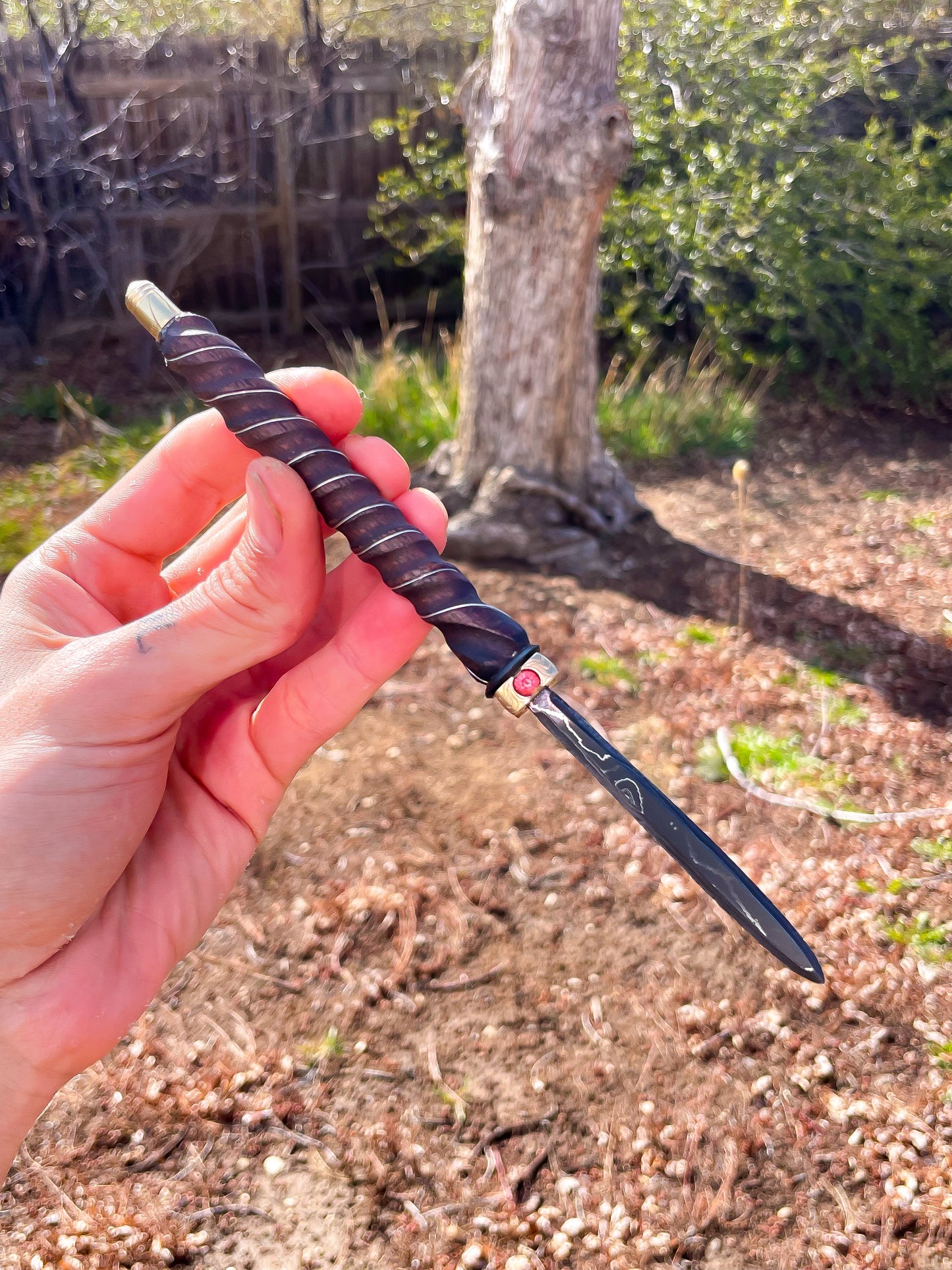 Damascus Parcel Cracker/Letter Opener with Custom Stand