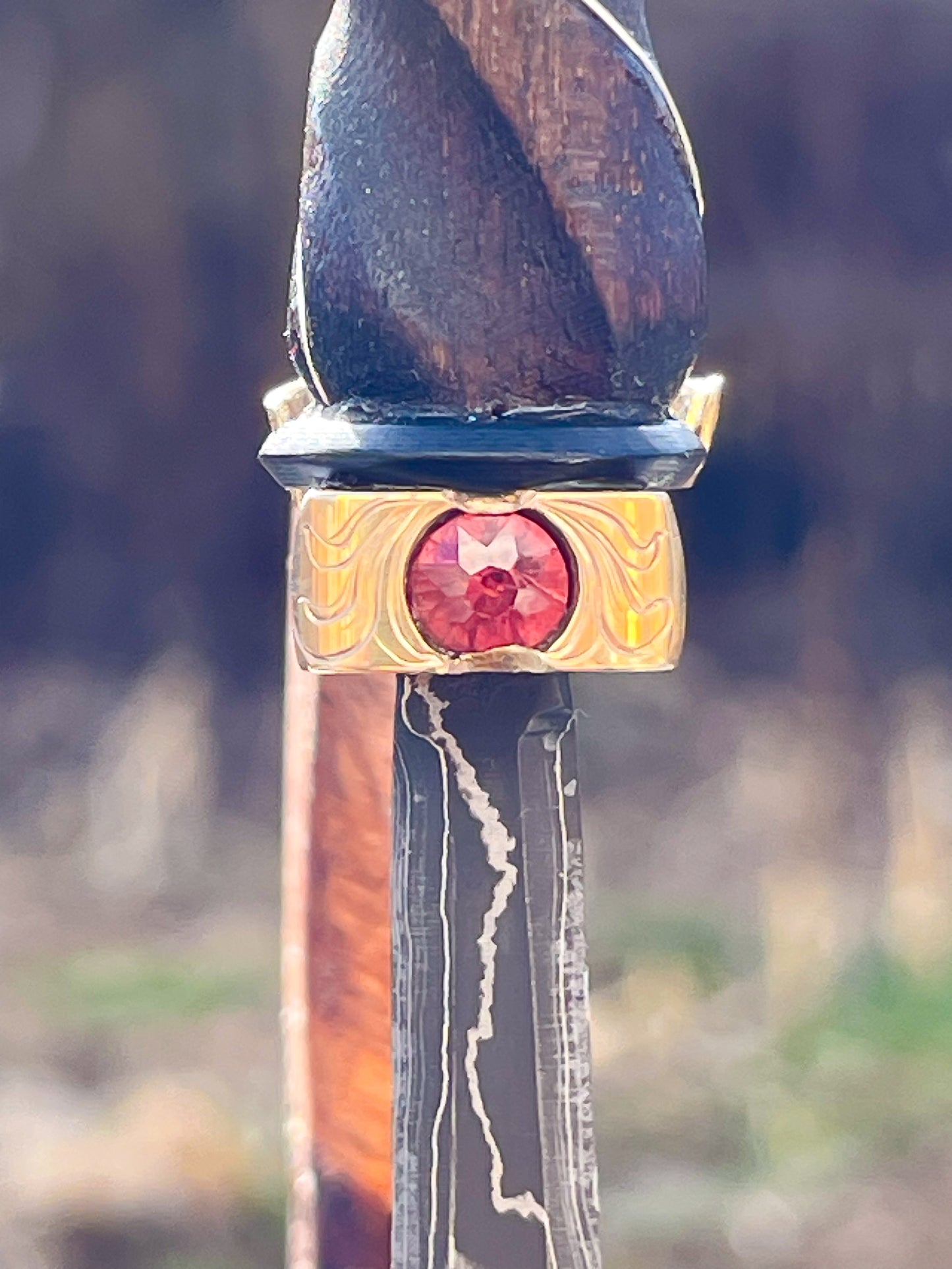 Damascus Parcel Cracker/Letter Opener with Custom Stand
