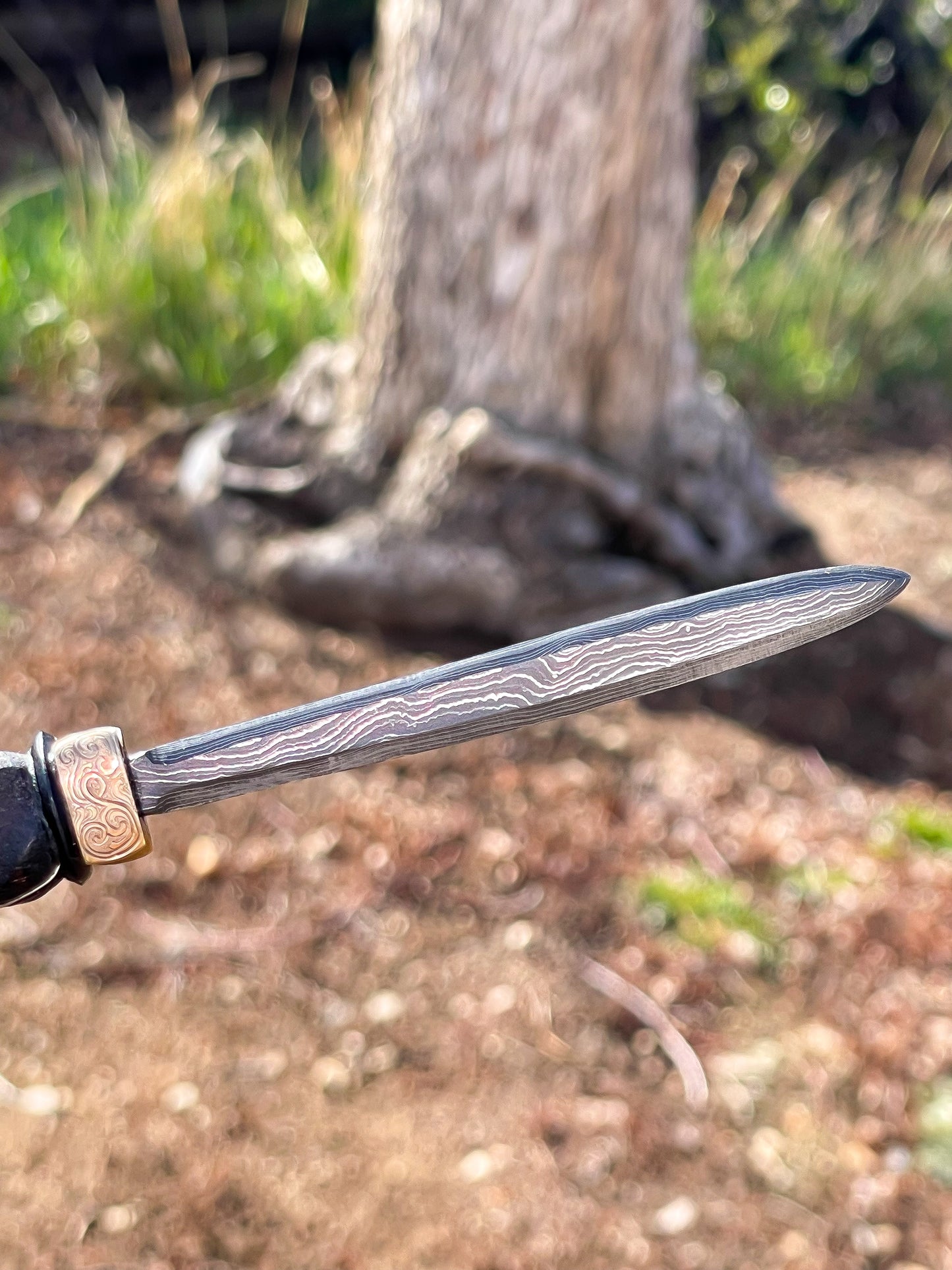 Damascus Parcel Cracker/Letter Opener with Custom Stand