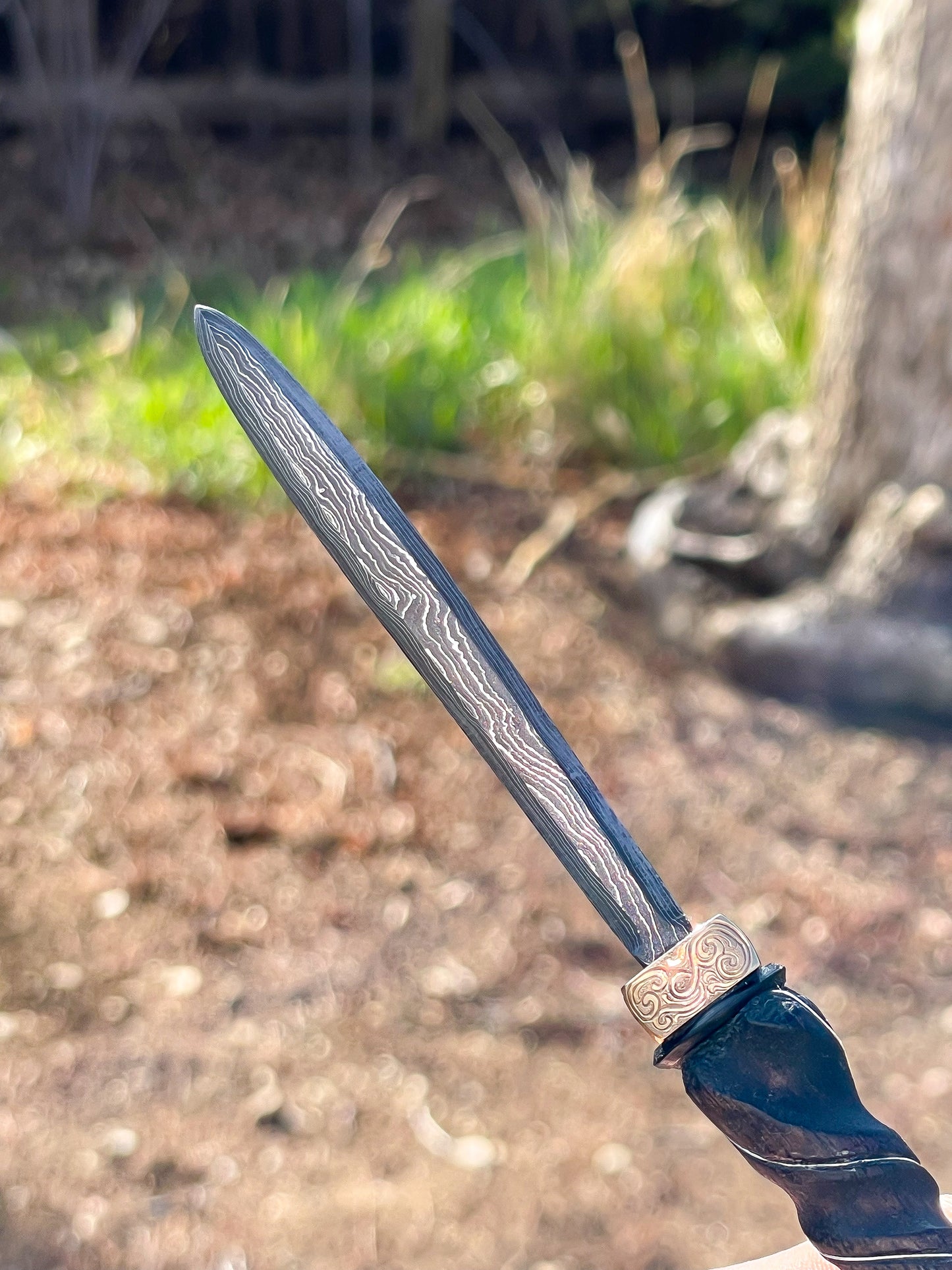 Damascus Parcel Cracker/Letter Opener with Custom Stand
