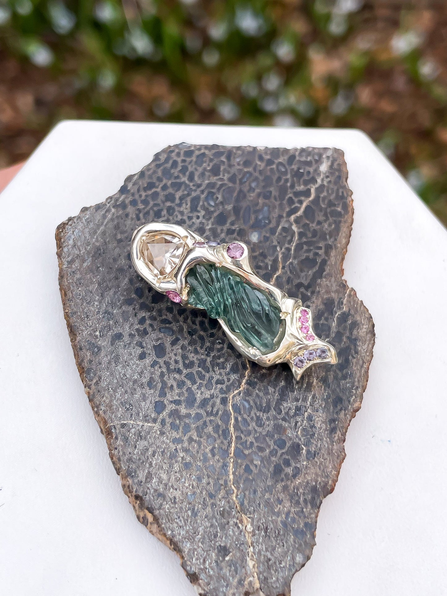 “Spring’s Return” Brazilian Tourmaline + Topaz Pendant