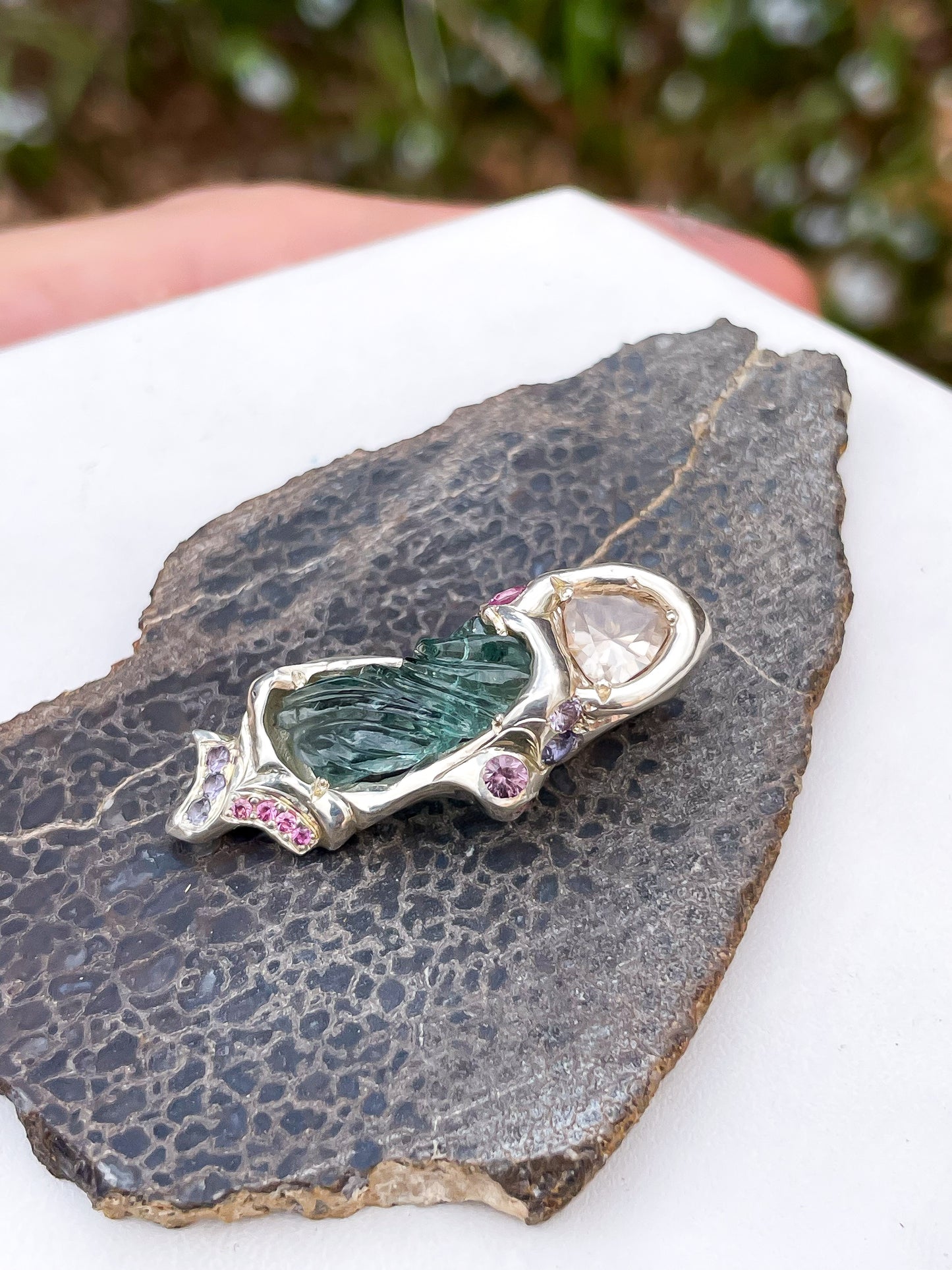 “Spring’s Return” Brazilian Tourmaline + Topaz Pendant