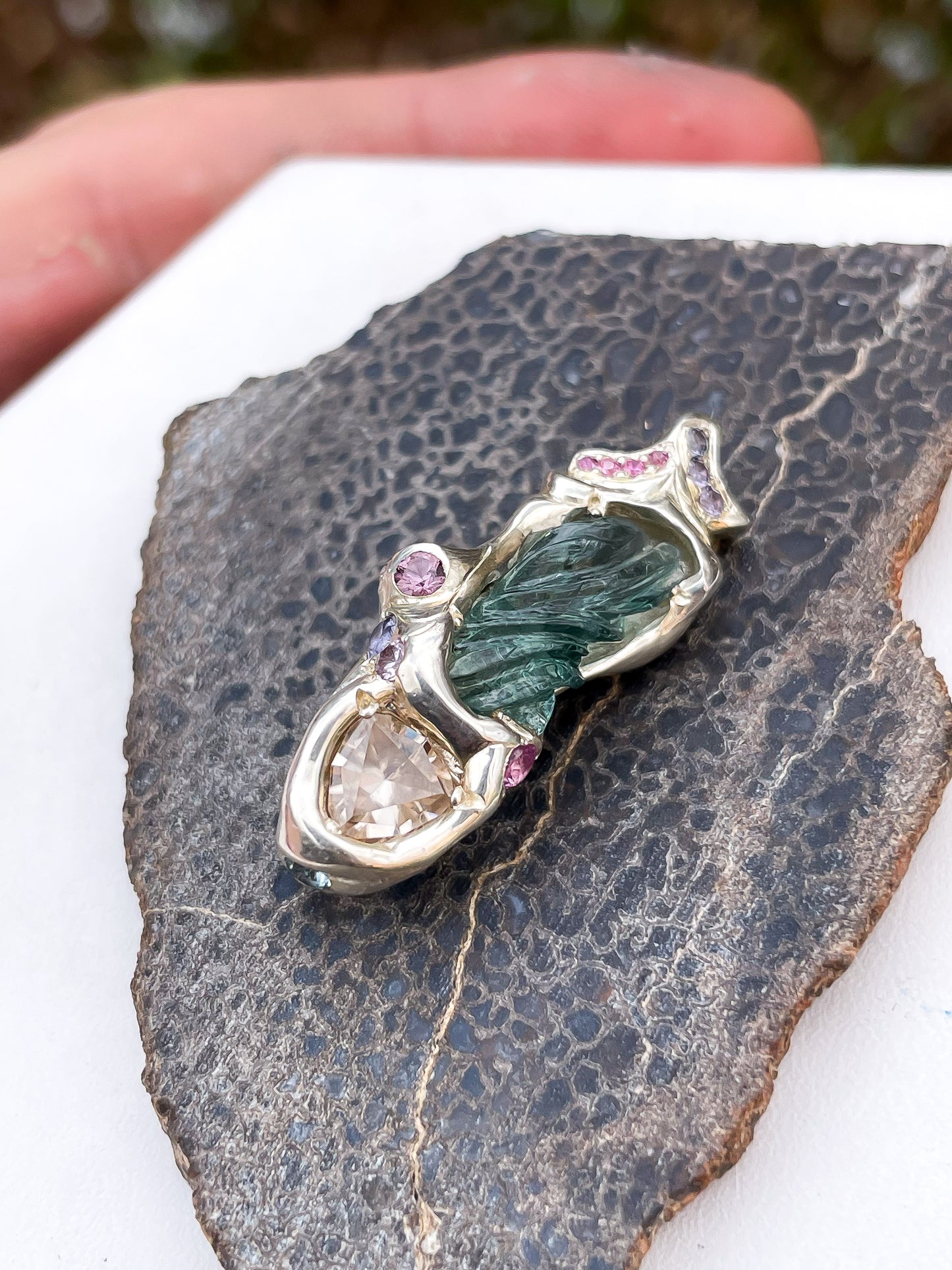 “Spring’s Return” Brazilian Tourmaline + Topaz Pendant