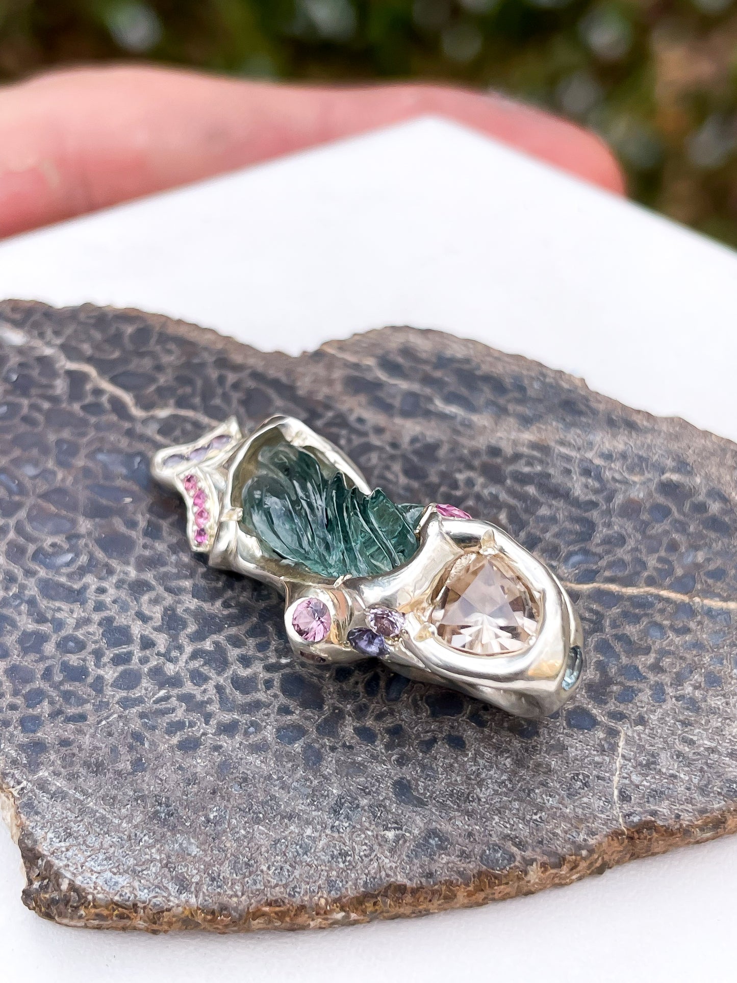 “Spring’s Return” Brazilian Tourmaline + Topaz Pendant