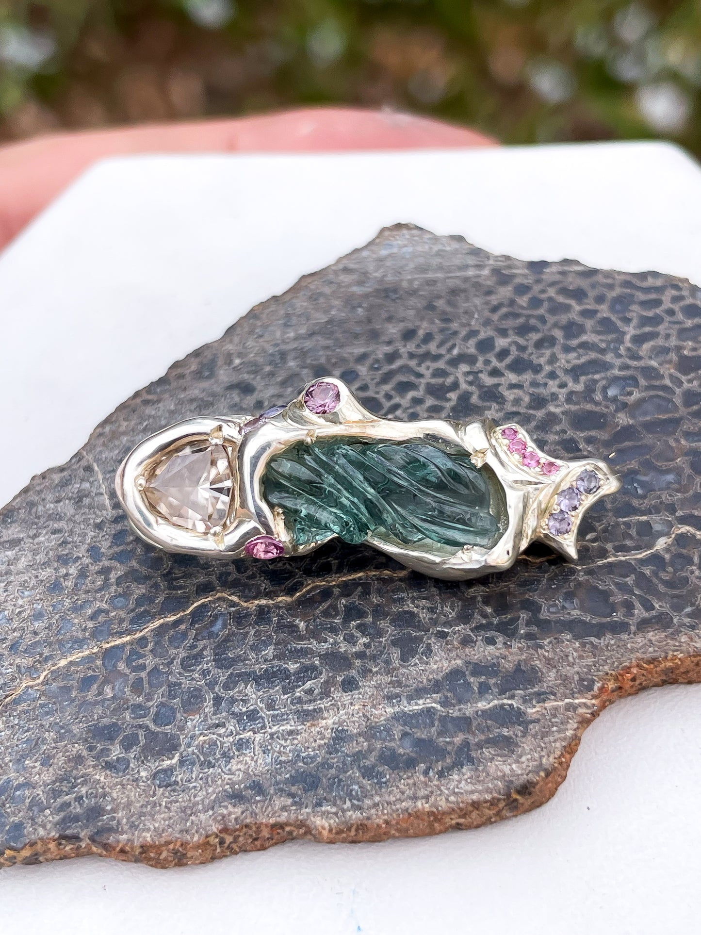 “Spring’s Return” Brazilian Tourmaline + Topaz Pendant