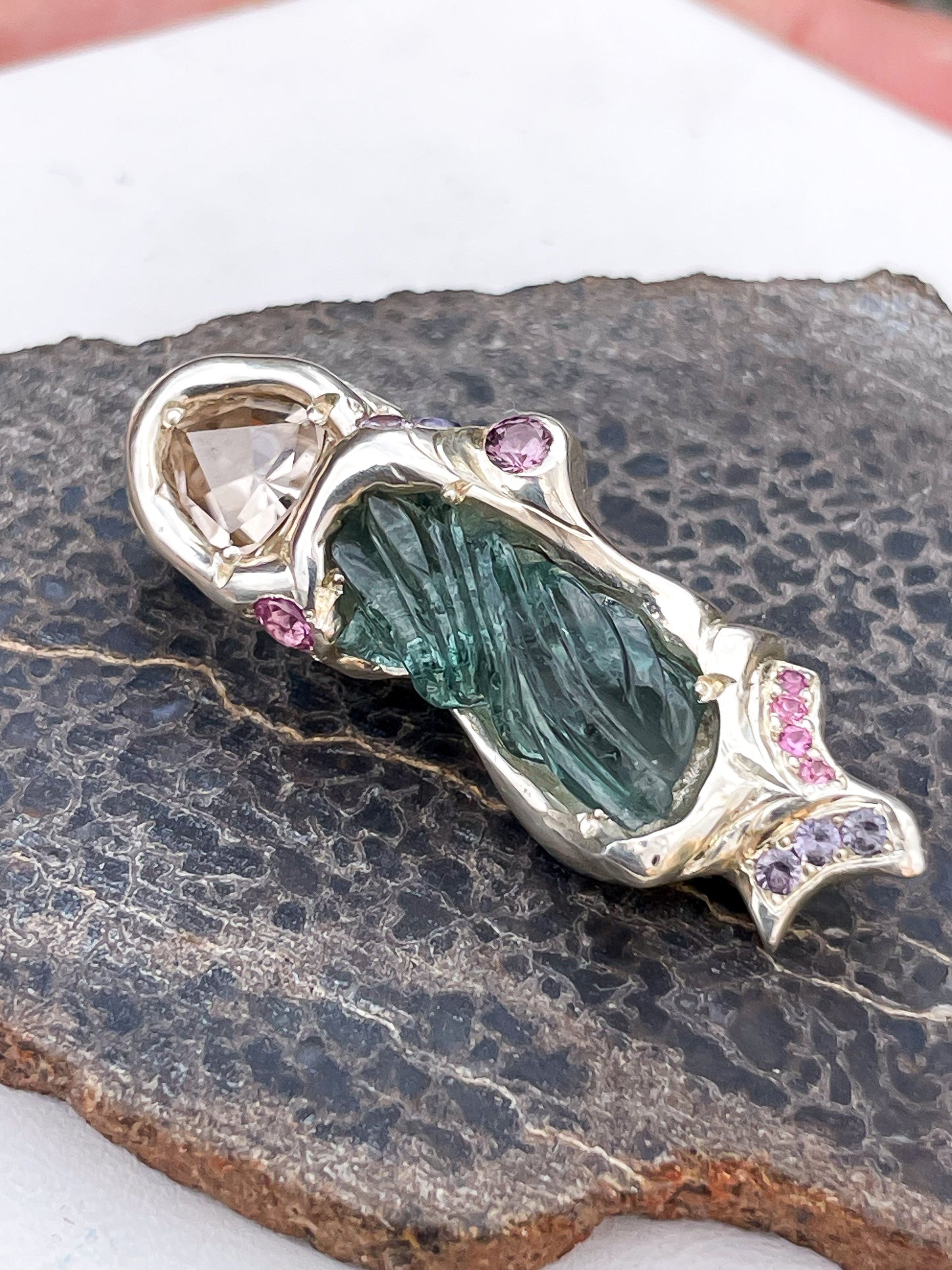 “Spring’s Return” Brazilian Tourmaline + Topaz Pendant