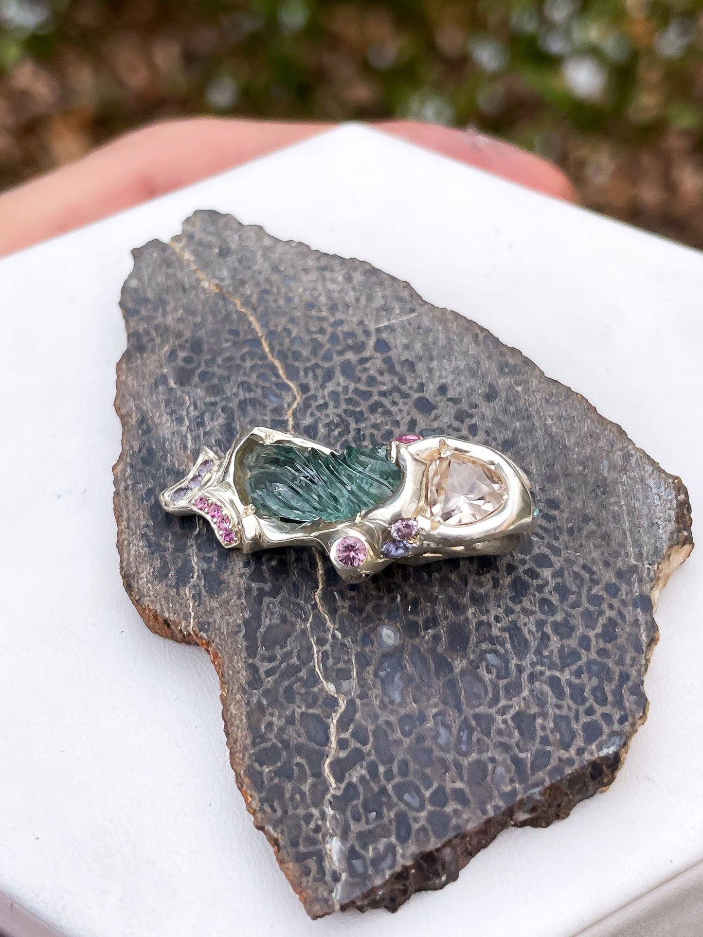 “Spring’s Return” Brazilian Tourmaline + Topaz Pendant