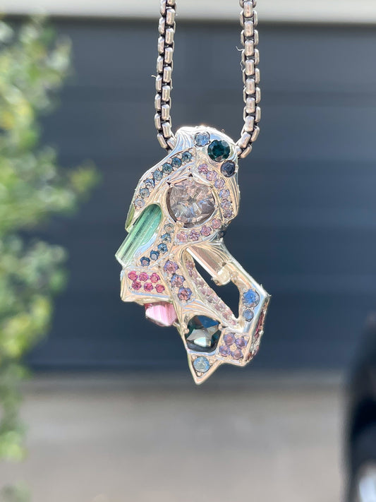 “Alas, Afar” Sapphire,Tourmaline, Phenakite, Color Change Garnet, Spinel Pendant